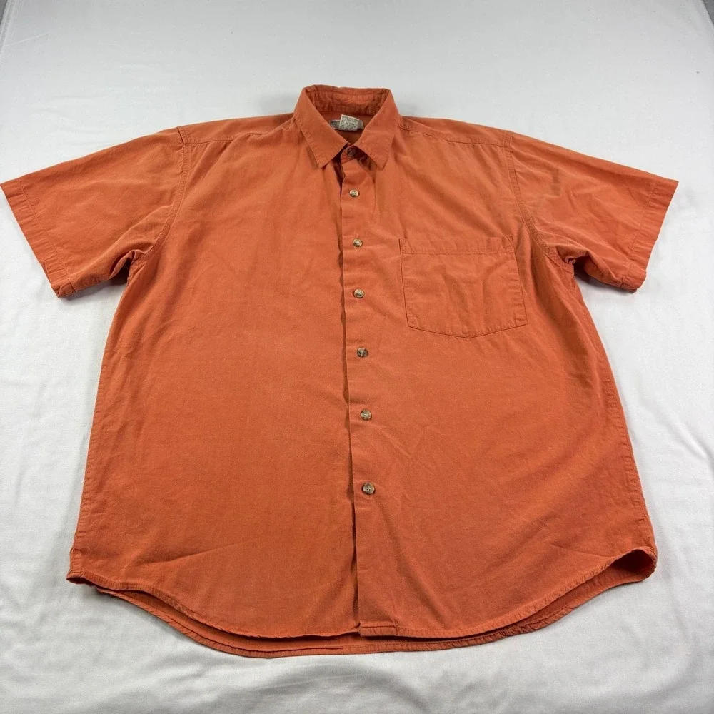 Vintage Banana Republic Safari Shirt‎ Mens Medium Orange Button Up Travel Camp
